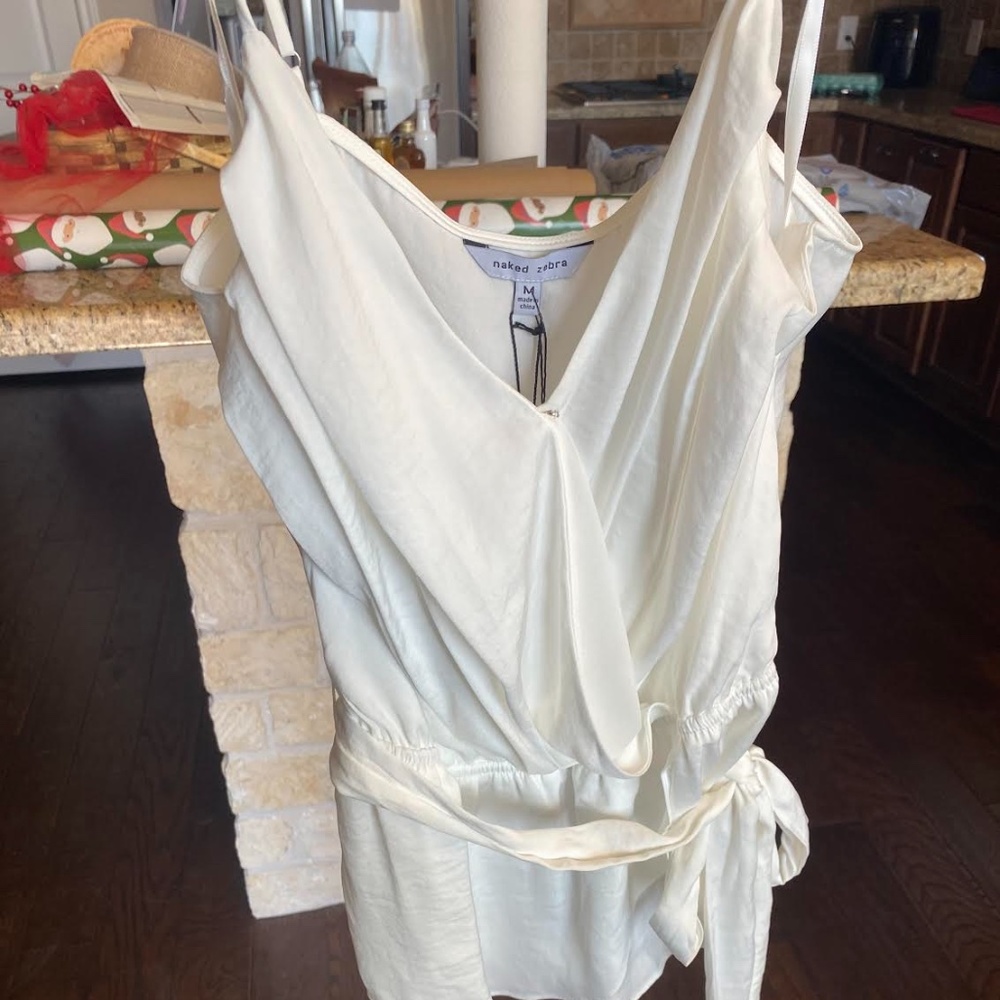 Peplum Tie Waist Wrap Tank- white